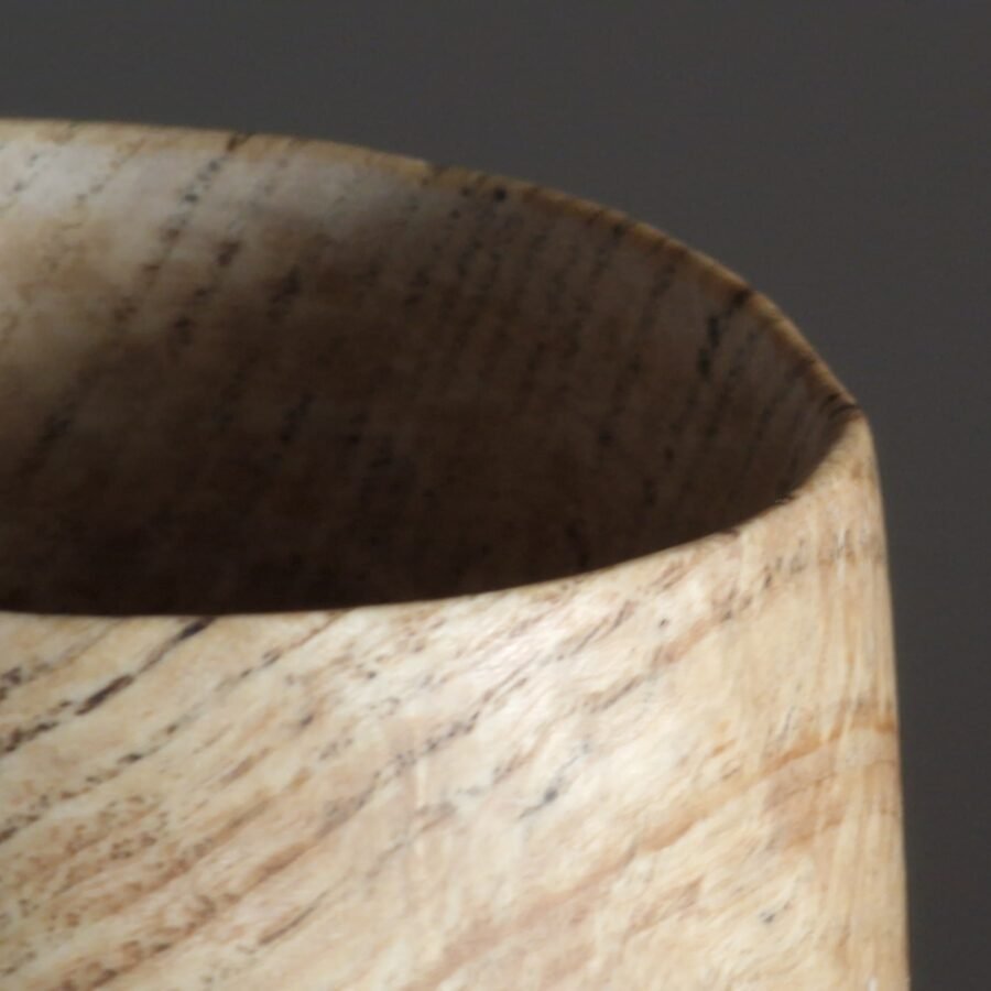 Close up of spalted ash vessel