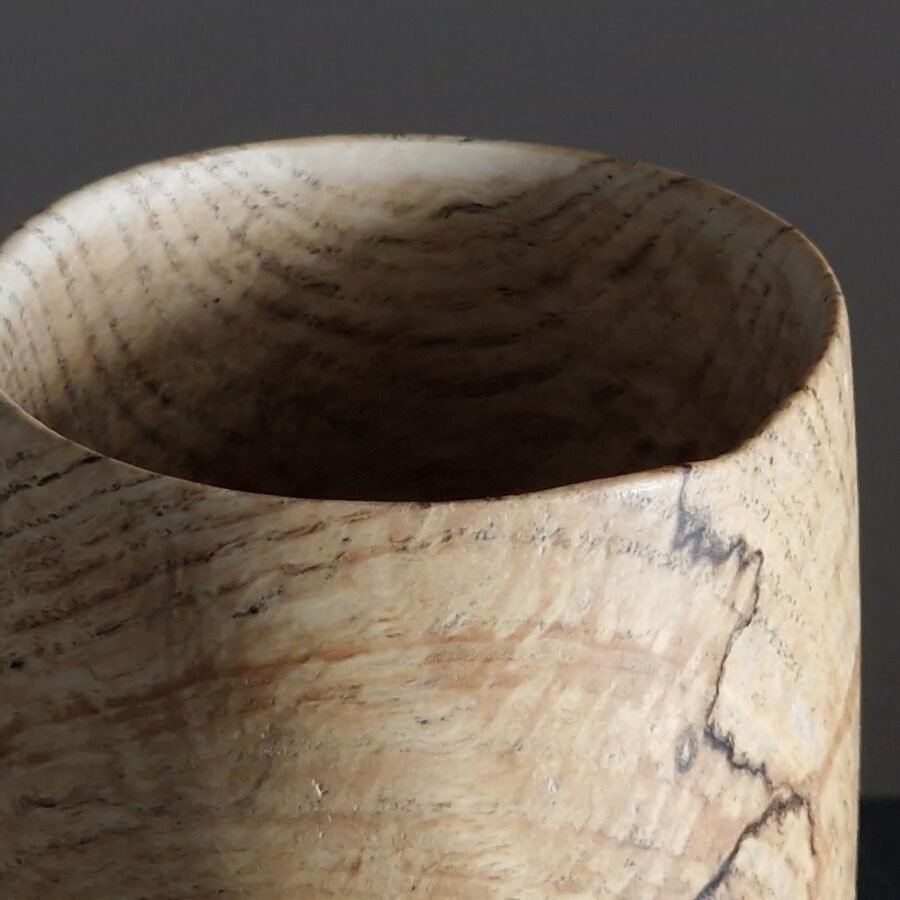 Close up of the opening of this beautiful spalted Ash vessel