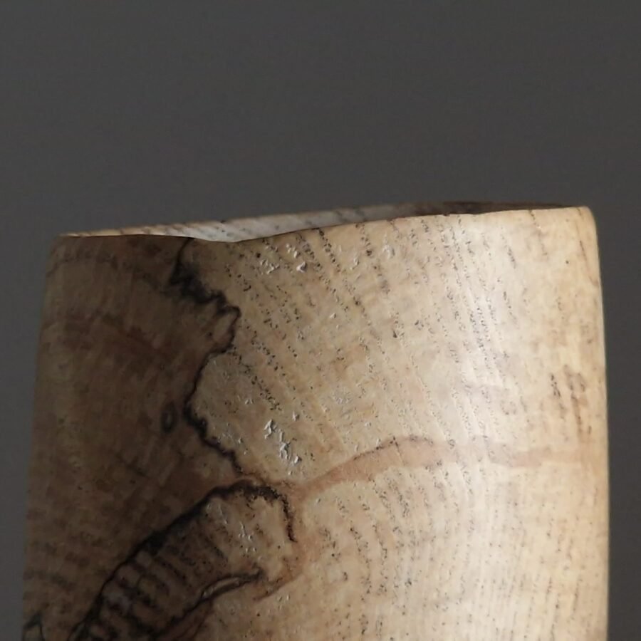 Close up of spalted ash vessel