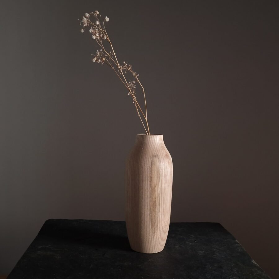A Wooden Turned Ash Vase