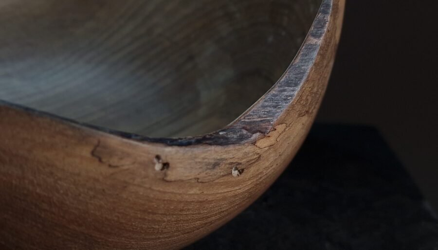 Walnut Wood Bowl Live Edge Detail