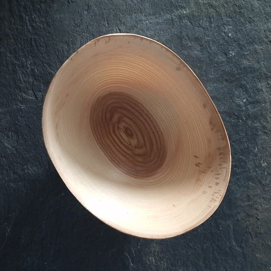 Top View of A live edge bowl made from Ash