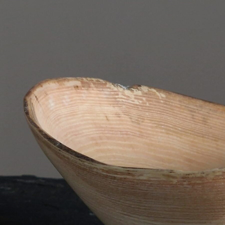 Close up of a live edge wooden bowl