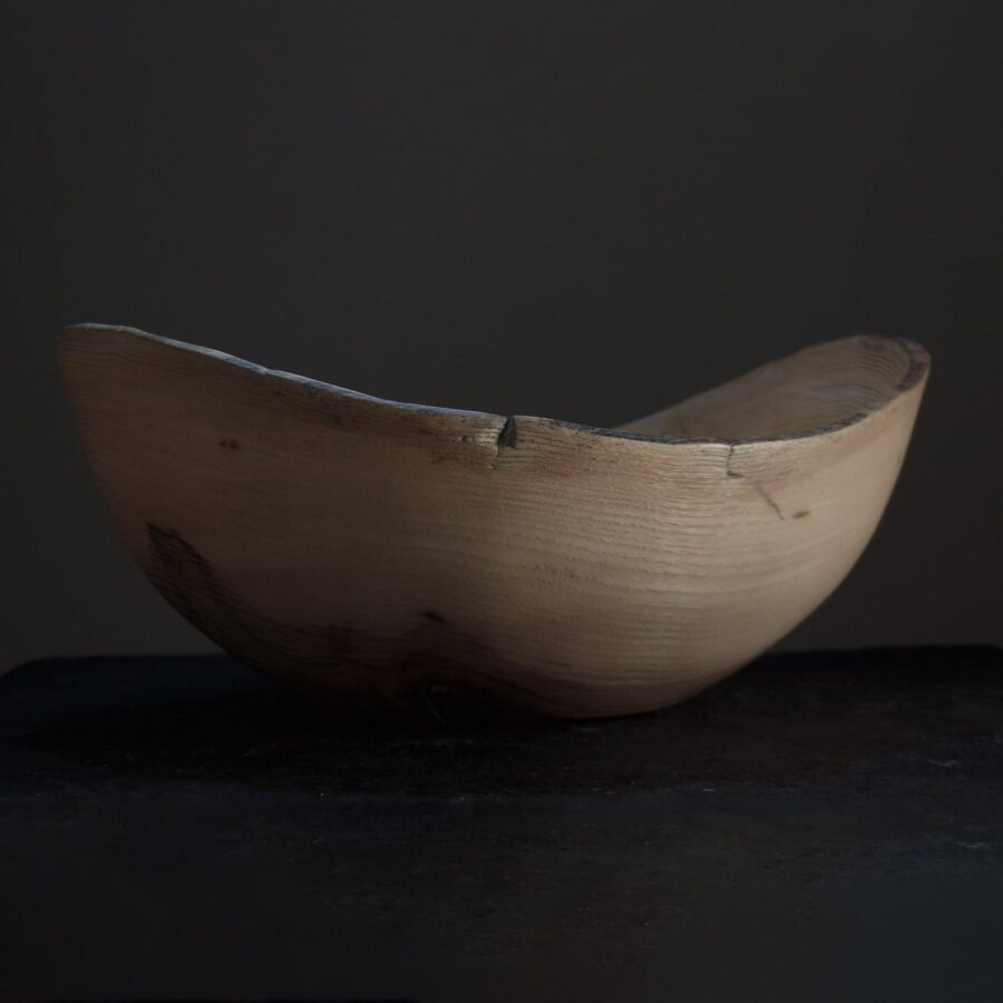 Rustic Knotty Ash Wooden Bowl with Live Edge