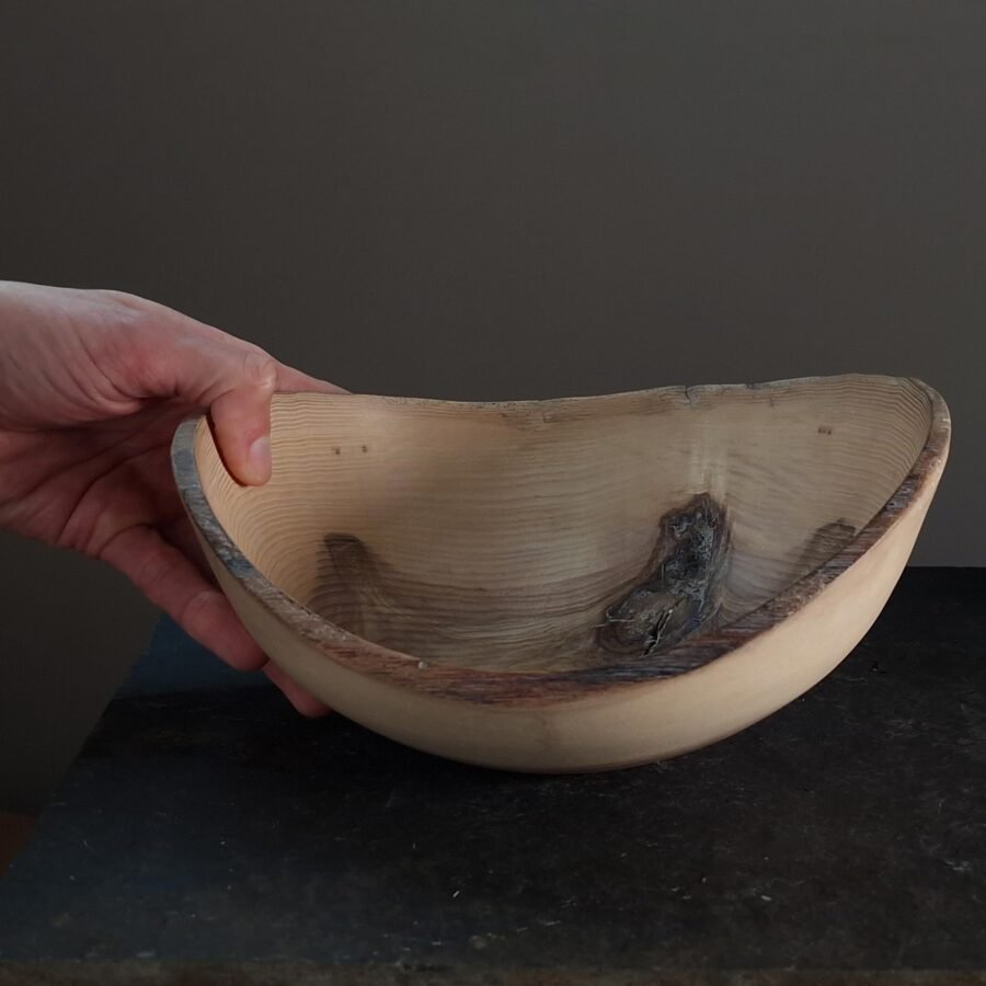 Wooden Ash Bowl with Live Edge and Knots