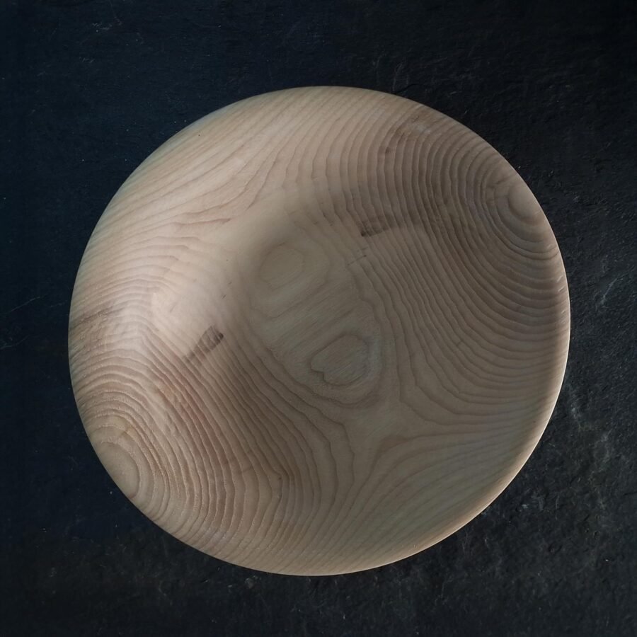 top view of wide Ash wood bowl