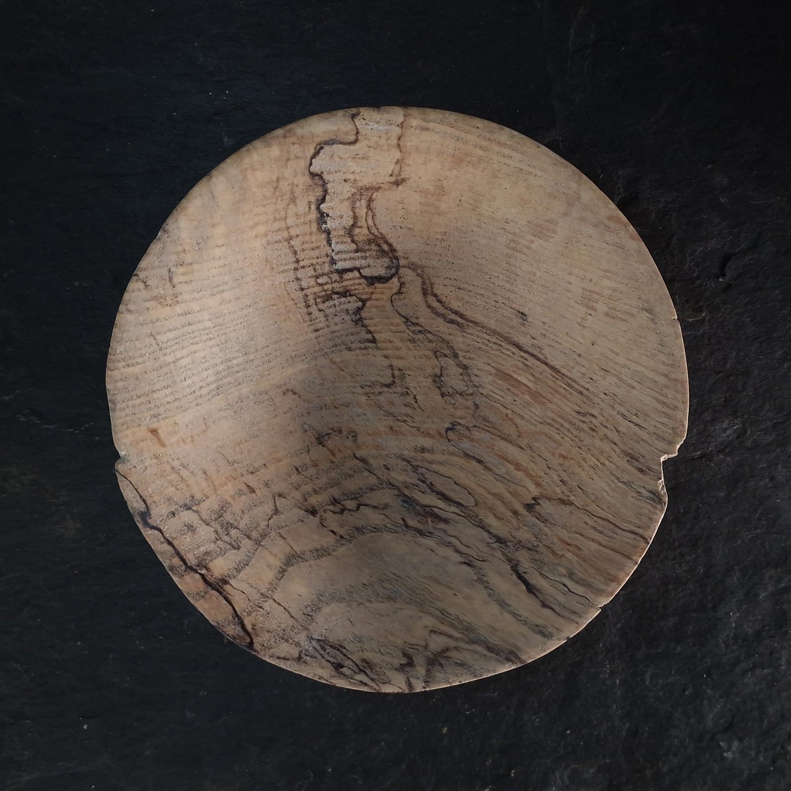 top view of spalted ash bowl