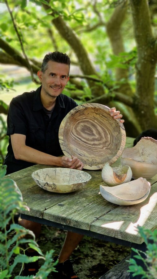 Alexei Sawyer with large spalted Ash bowl