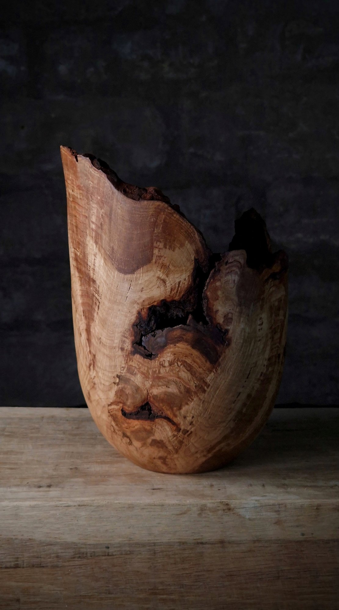 ash burr live edge vase vessel