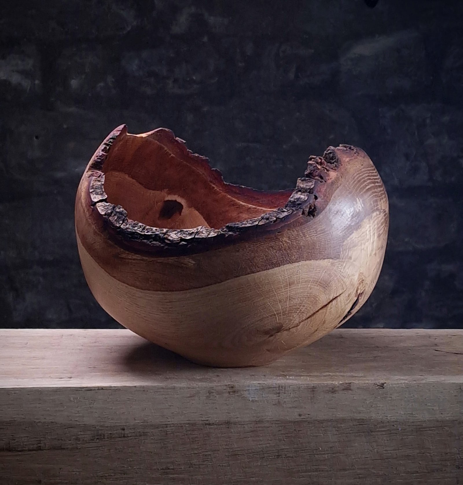 large oak live edge vessel