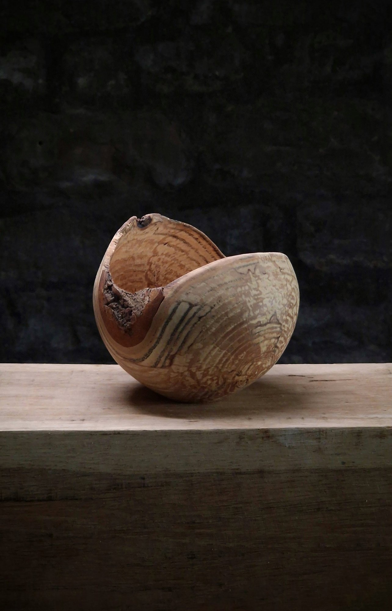 round live edge ash vessel