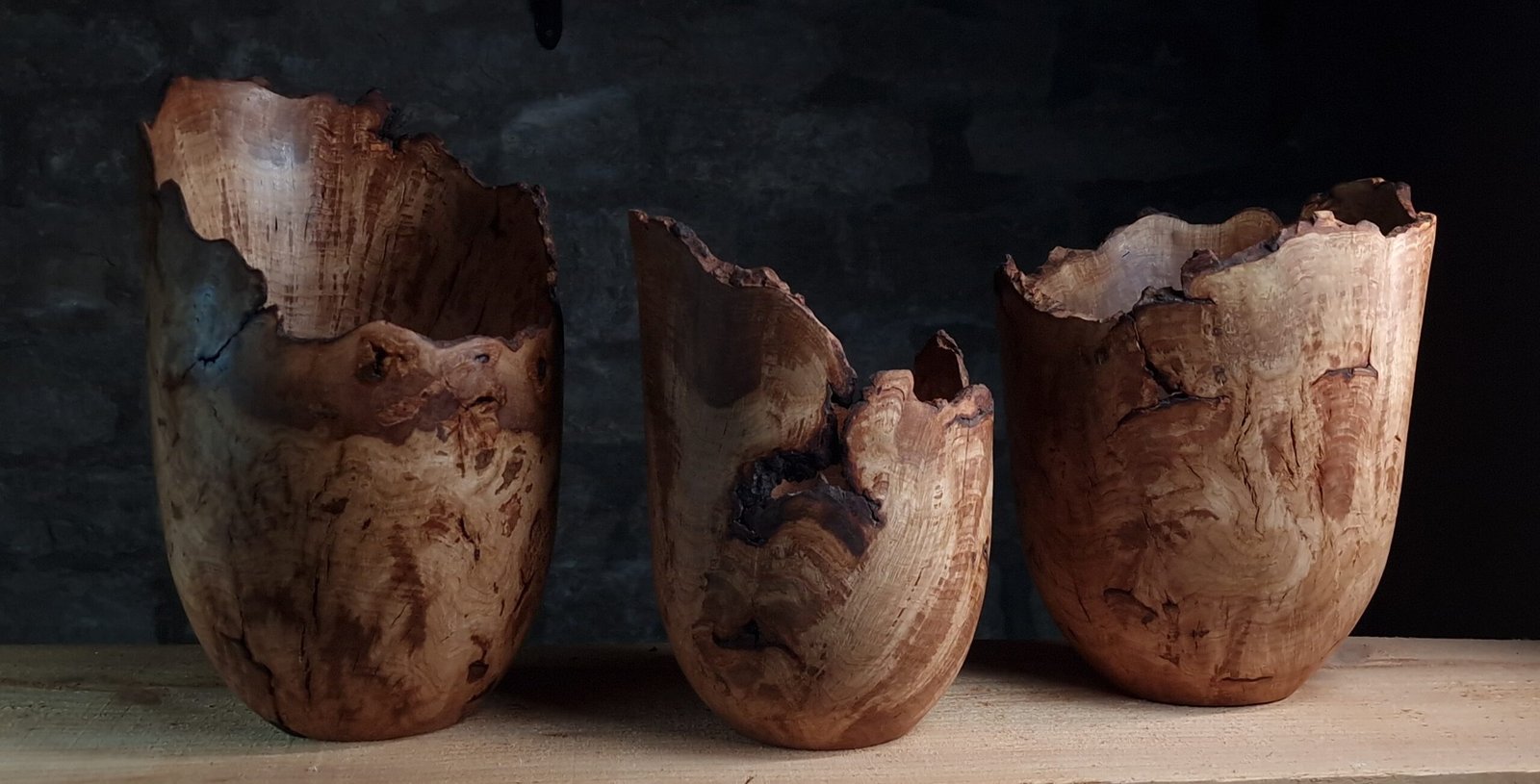 Set of Oak Burr Vessels by Alexei Sawyer