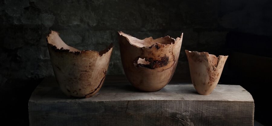 sculptural apple wood vessels
