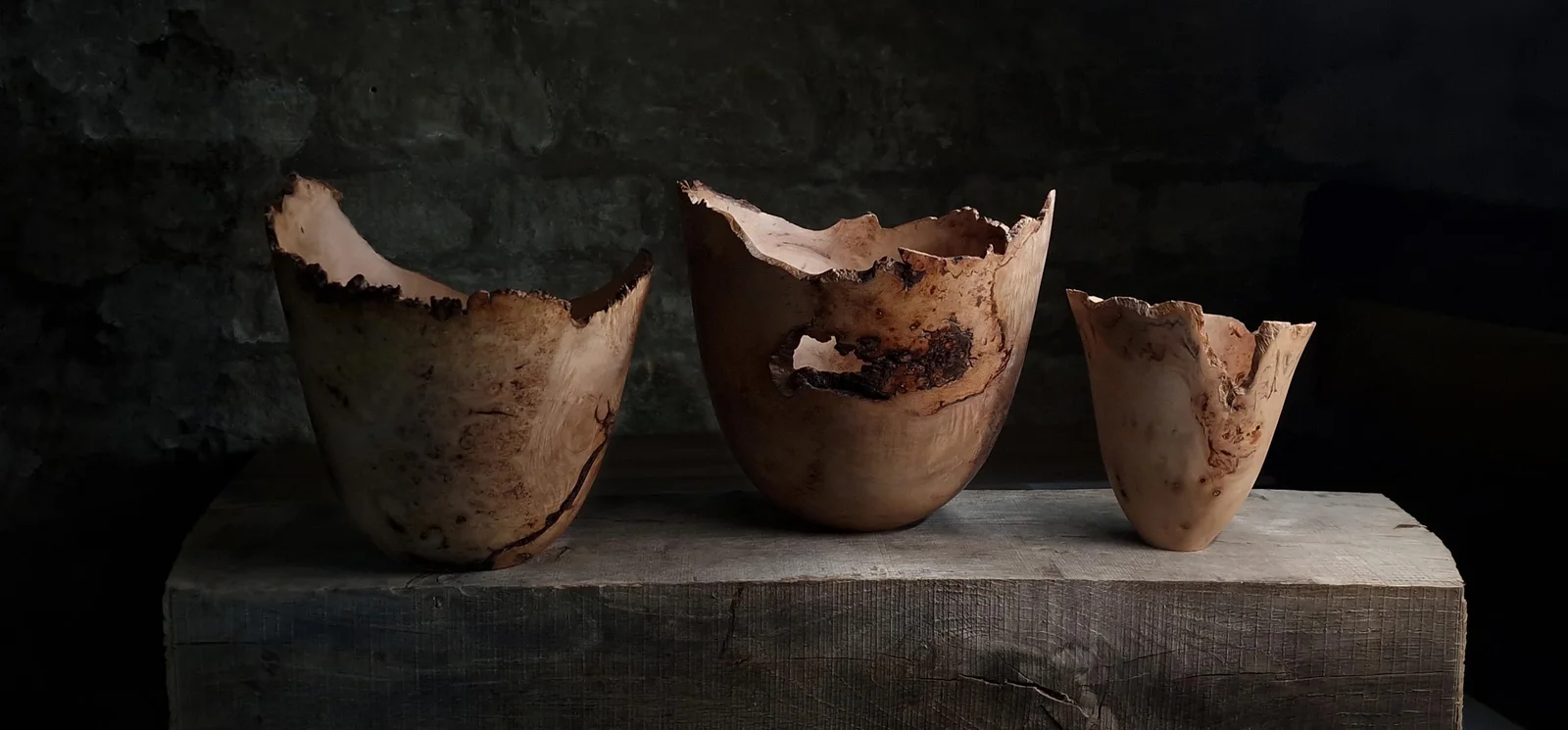 sculptural apple wood vessels