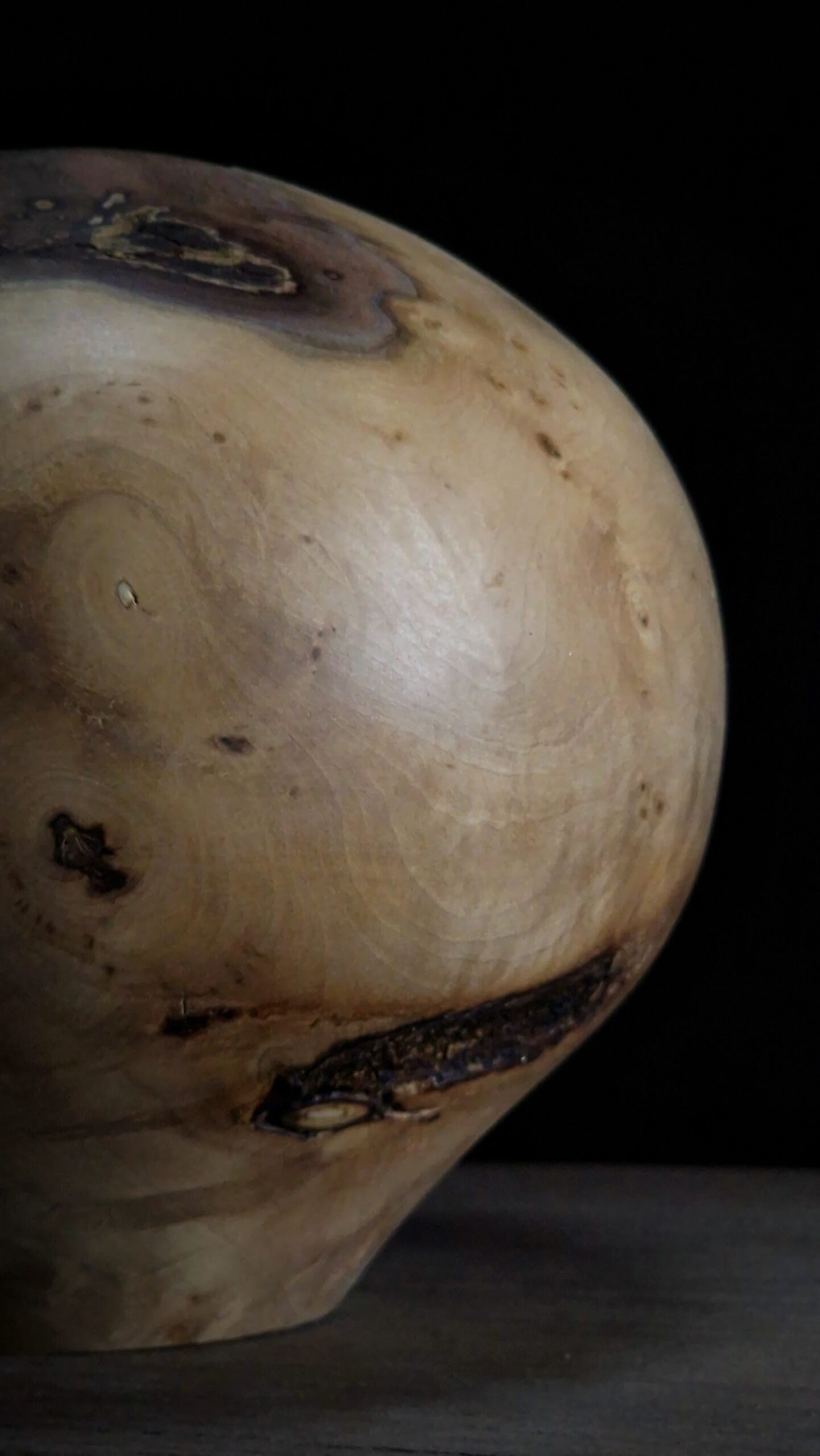 Apple Wood Hollow Form close up